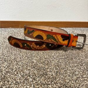 Floral Sunflower Leather Belt